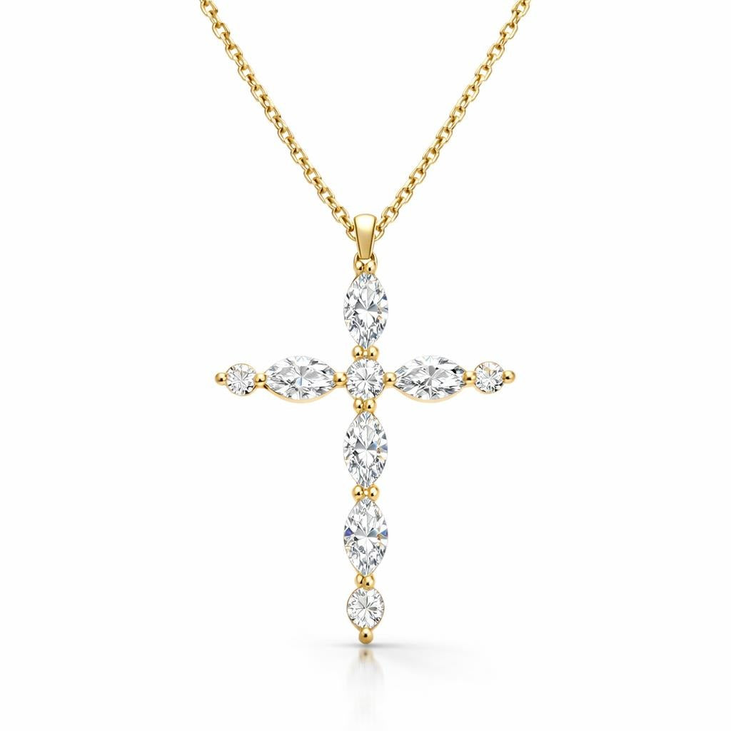 14 Karat Yellow Gold Cross Necklace