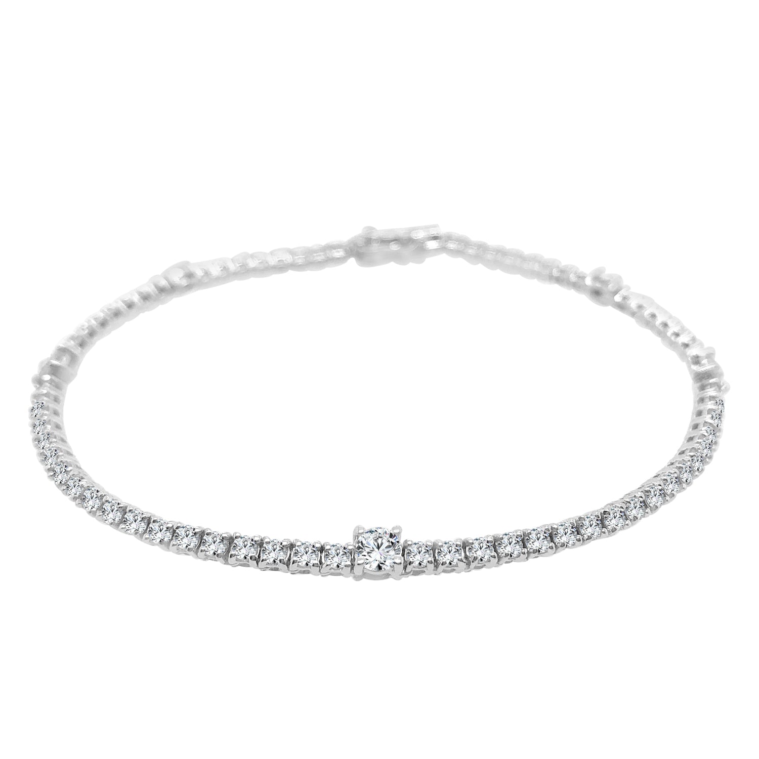 Stationed Diamond 2.40 Carat 14K White Gold Bracelet