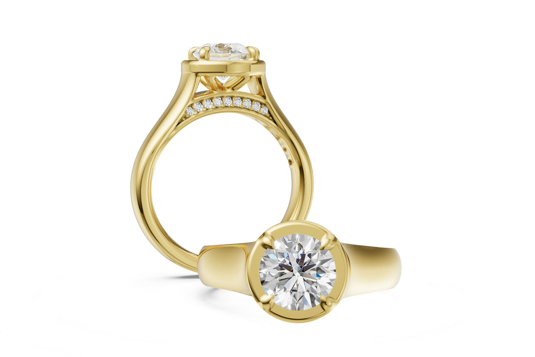 14K Yellow Gold Natural Diamond Engagement Mounting - 0.09 Carat