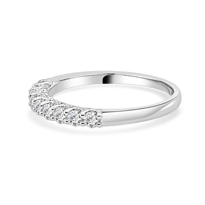 14K White Gold Diamond Wedding Band with Diamond Bridge - Round Shape, 0.50 ct
