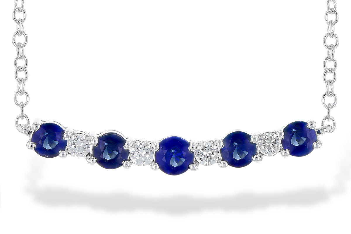 14K White Gold Stacking Blue Sapphire Necklace - 0.58 Carats
