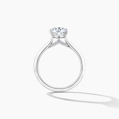 Platinum Hidden Halo Solitaire Engagement Mounting Ring with RBC Details
