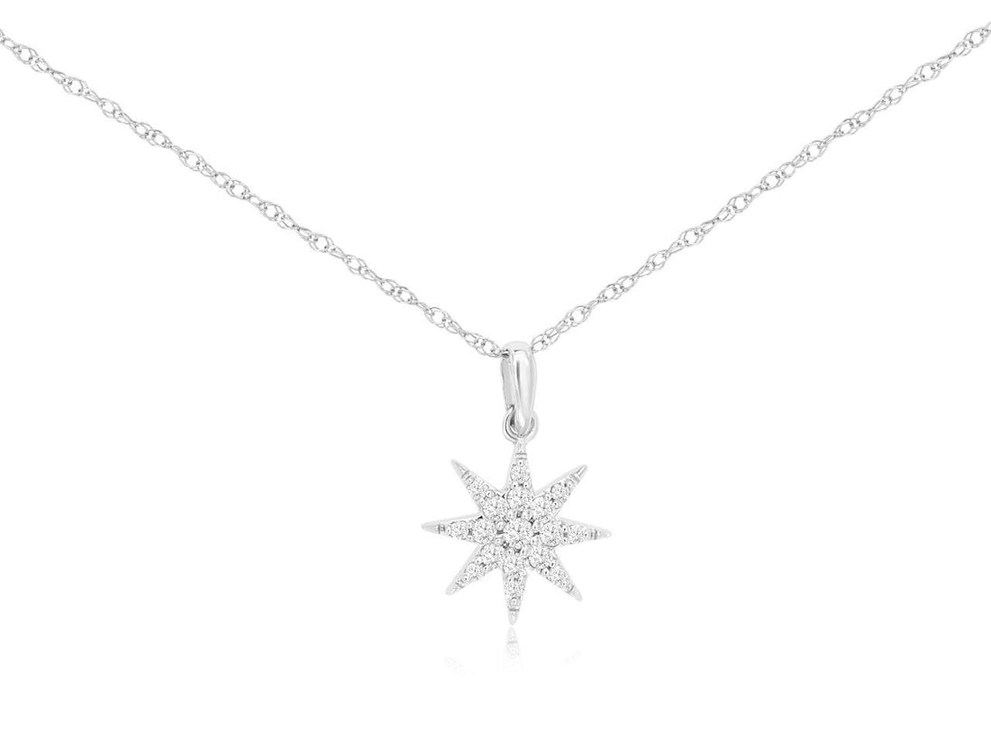 Starry Night 14 Karat White Gold Diamond Necklace - 0.10ct Round Shape