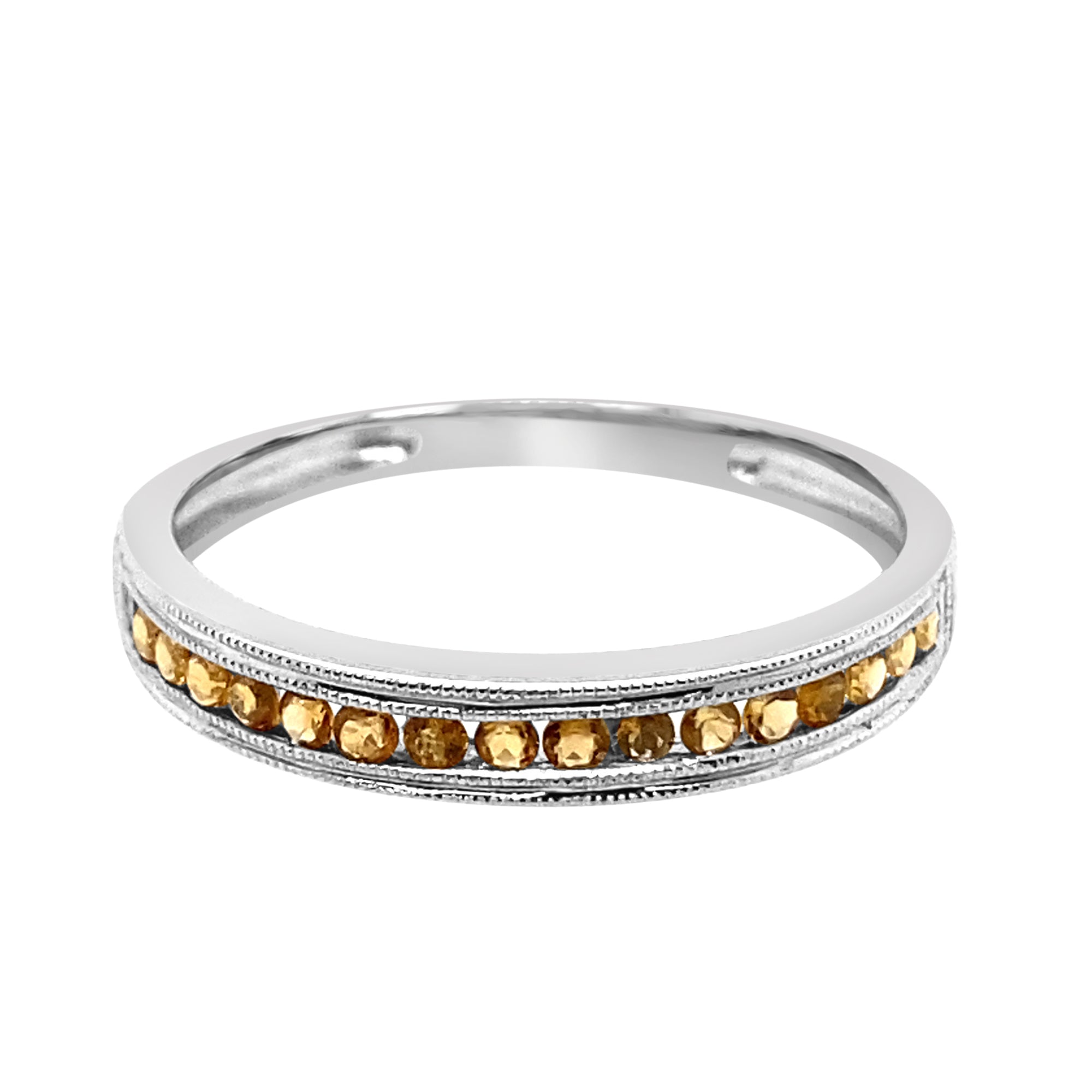 10 Karat White Gold Citrine Channel Ring - 0.22 Carat