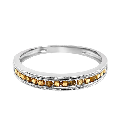 10 Karat White Gold Citrine Channel Ring - 0.22 Carat