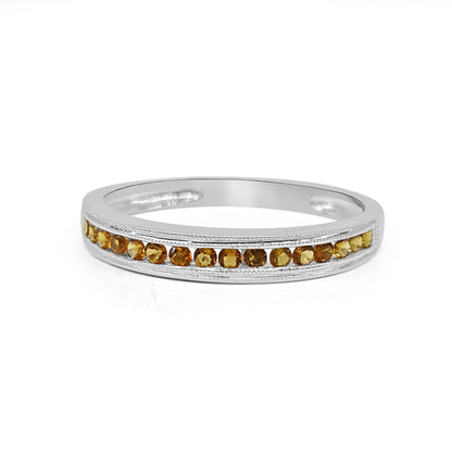10 Karat White Gold Citrine Channel Ring - 0.22 Carat