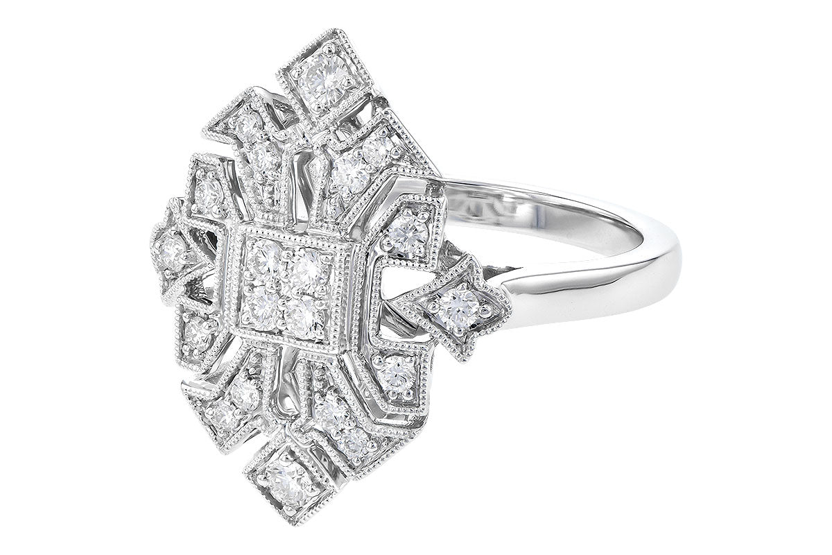 Vintage 14 Karat White Gold Natural Diamond Ring - Round Shape 0.40 ct