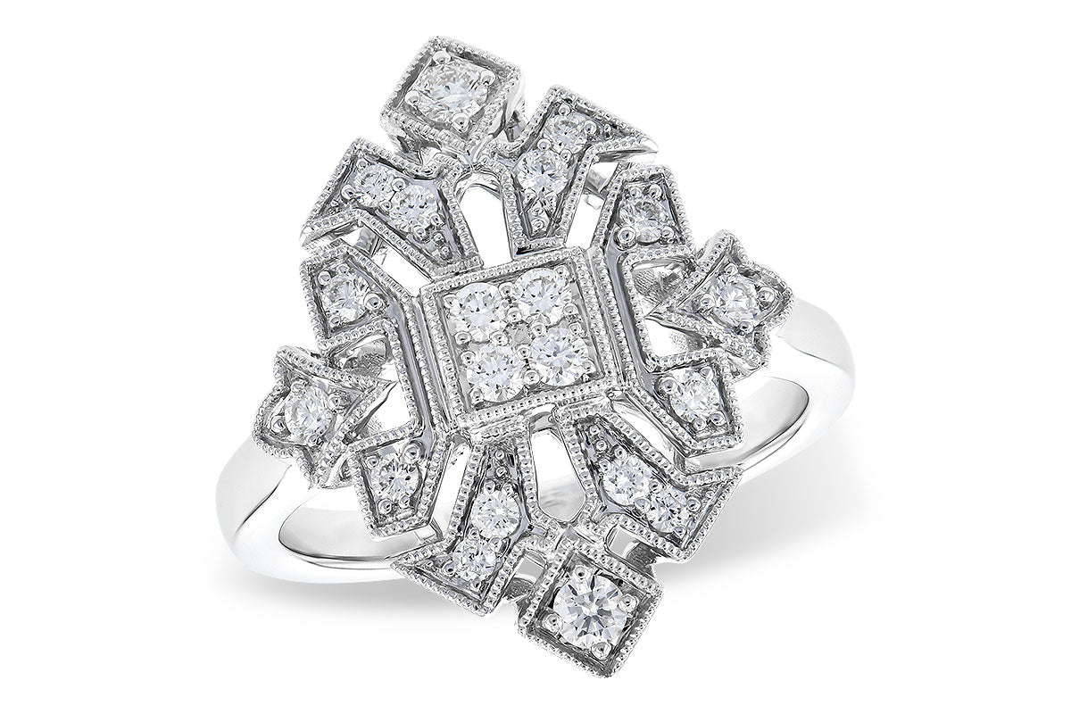 Vintage 14 Karat White Gold Natural Diamond Ring - Round Shape 0.40 ct