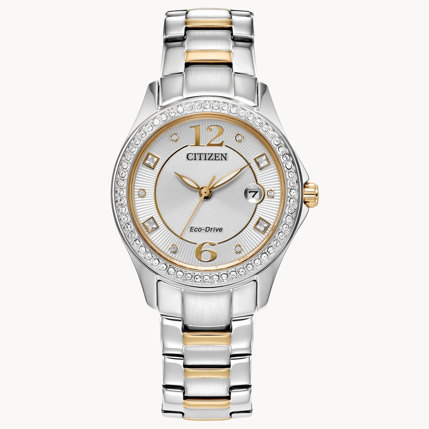 Citizen Ladies Stainless Steel Watch with Crystal Bezel Date Display