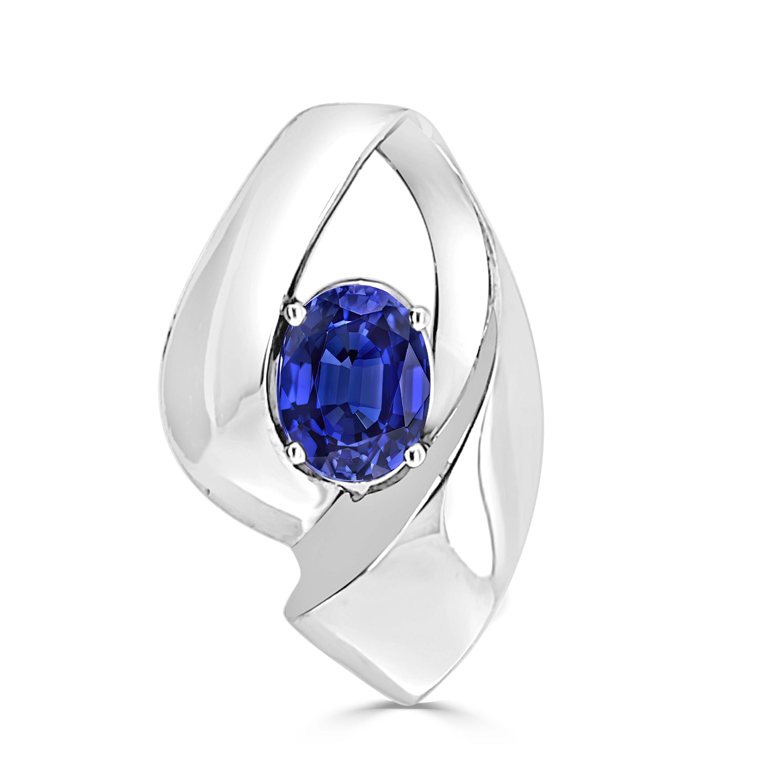 Oval Tanzanite Pendant Necklace in 14 Karat White Gold