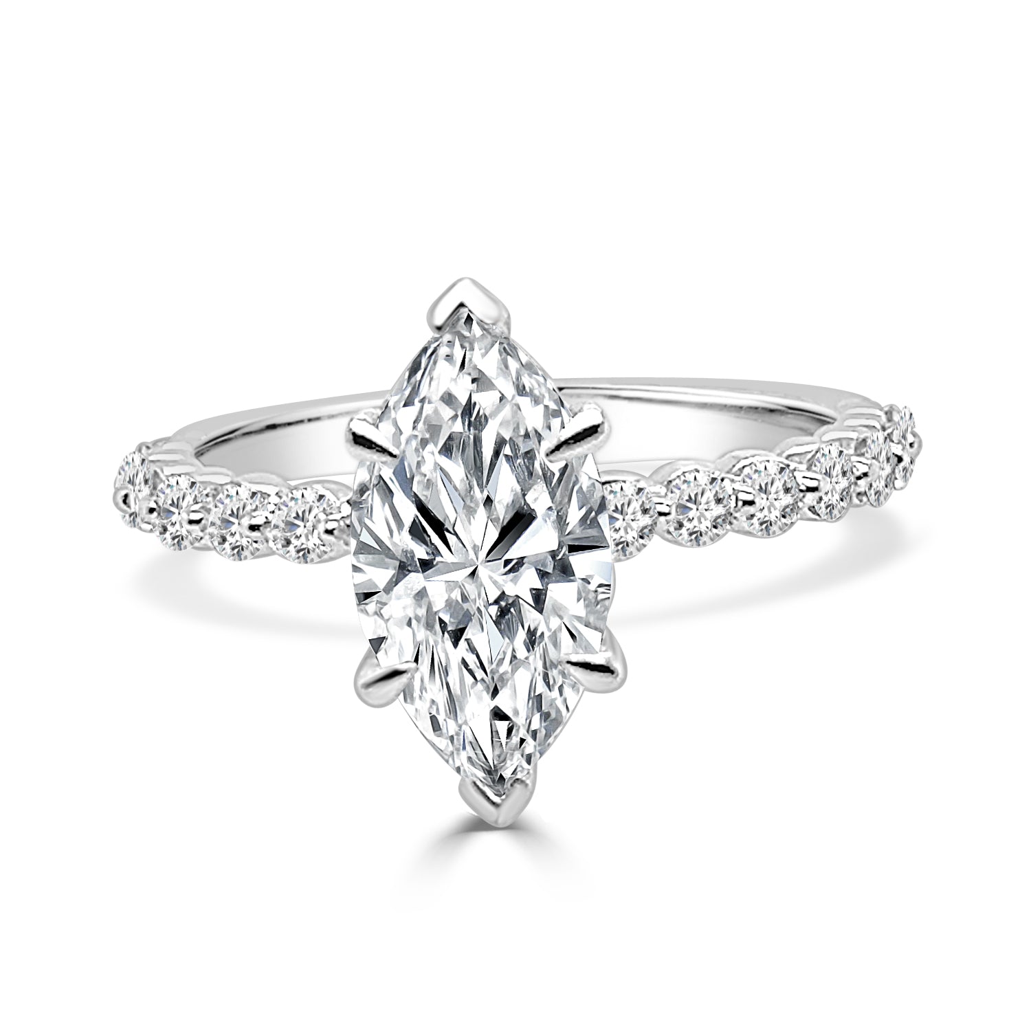 14K White Gold Marquise Cut Lab Diamond Engagement Ring, 1.5 ct