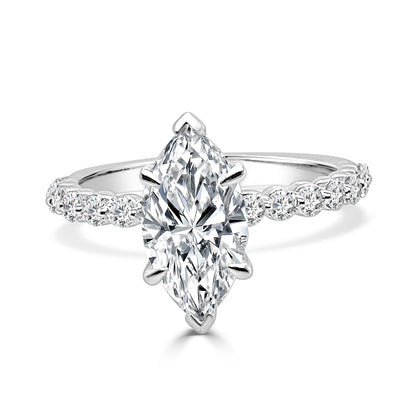 14K White Gold Marquise Cut Lab Diamond Engagement Ring, 1.5 ct