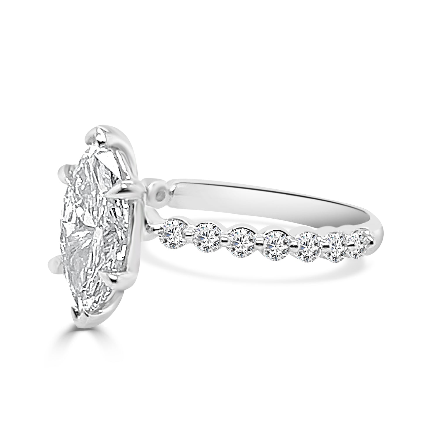 14K White Gold Marquise Cut Lab Diamond Engagement Ring, 1.5 ct