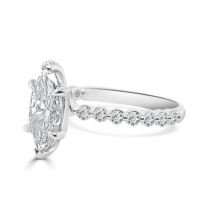 14K White Gold Marquise Cut Lab Diamond Engagement Ring, 1.5 ct