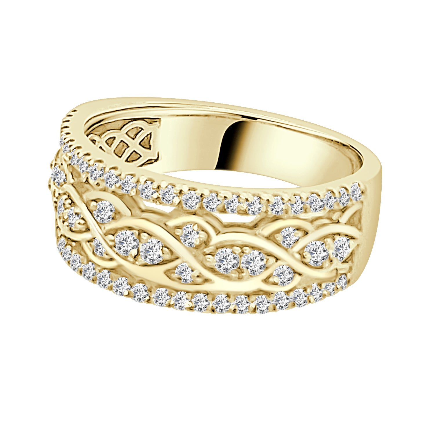 Vintage 10 Karat Yellow Gold Ring with Center Weave Design and 0.50 Carat Natural Diamond