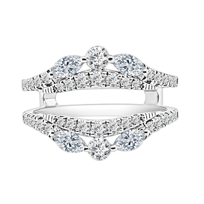 Double Row 3 Stone Curved Wedding Band in 14 Karat White Gold with 1.02 Carat Natural Diamond
