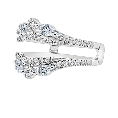 Double Row 3 Stone Curved Wedding Band in 14 Karat White Gold with 1.02 Carat Natural Diamond