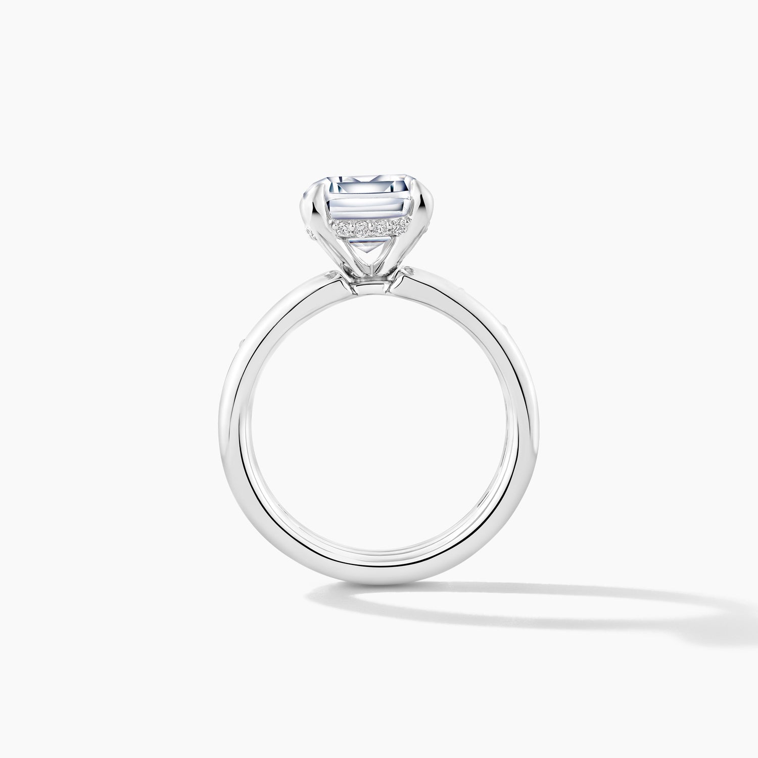 Platinum Hidden Halo SMP Emerald Diamond Engagement Mounting Band