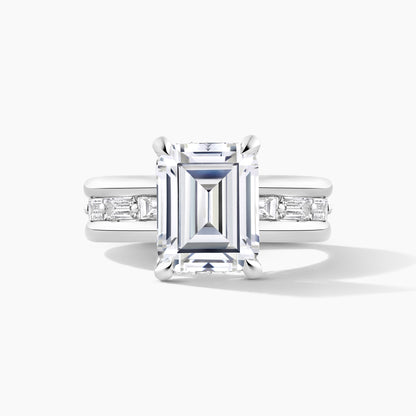 Platinum Hidden Halo SMP Emerald Diamond Engagement Mounting Band