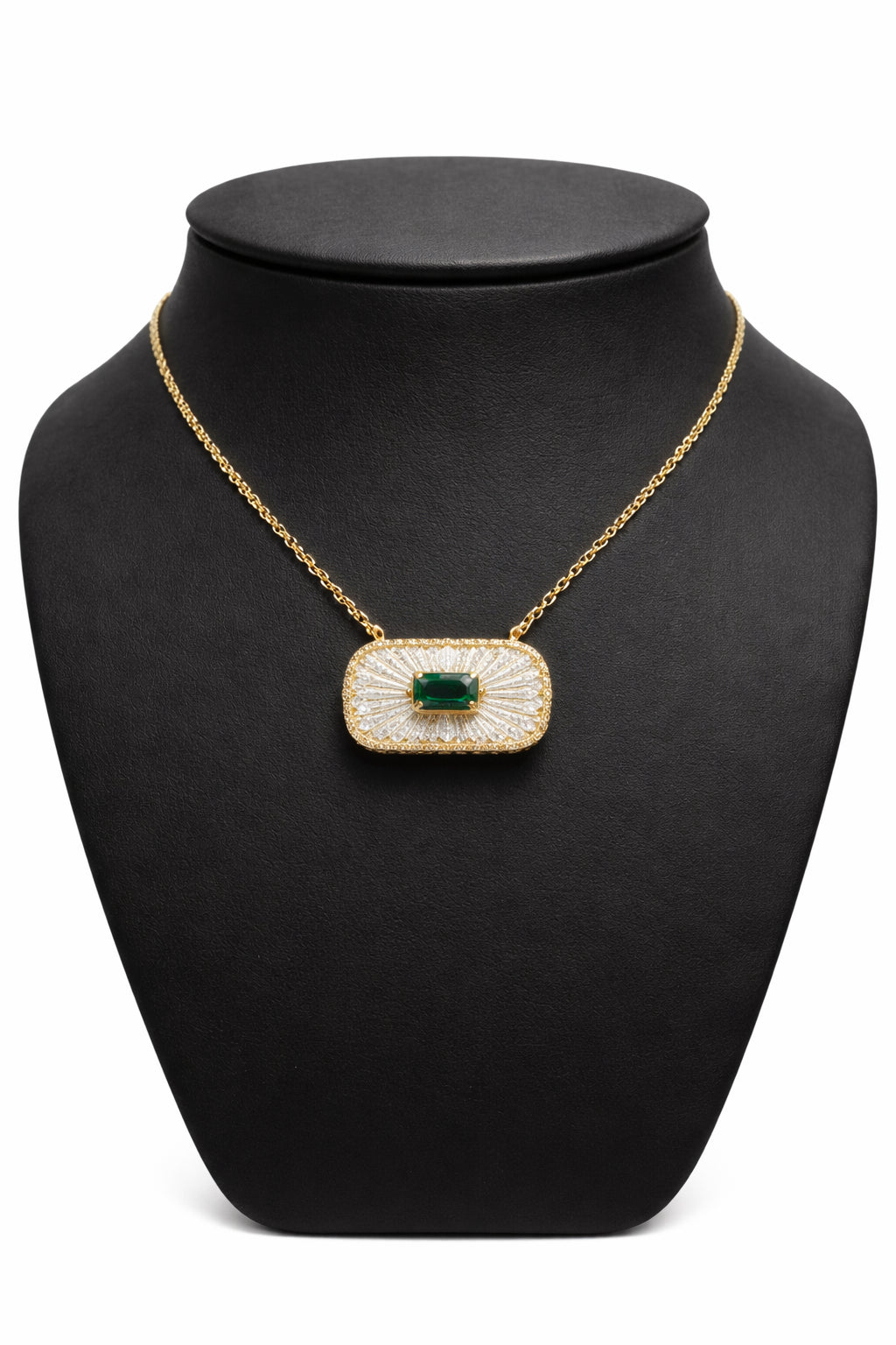 14 Karat Yellow Gold Emerald Necklace with 0.52 Carat Emerald Gemstone