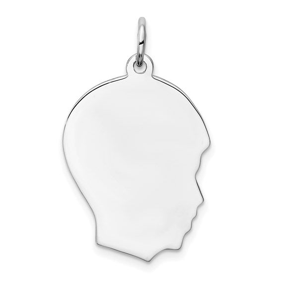 Engravable Boys Head Charm Necklace in Sterling Silver