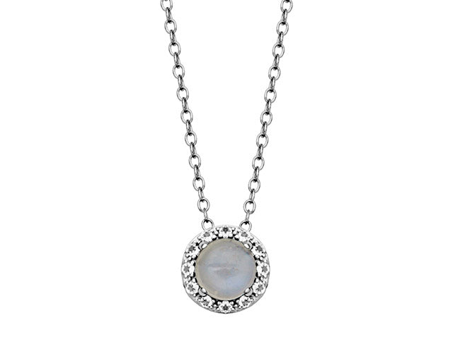 Stunning Moonstone and White Topaz Sterling Silver Necklace