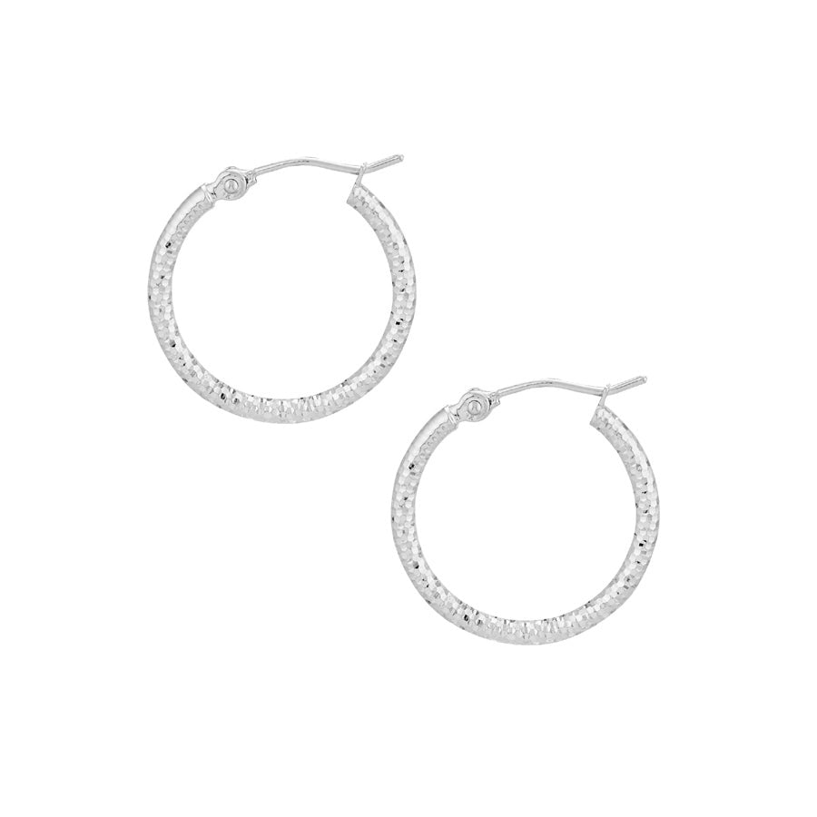 14 Karat White Gold Diamond Cut Earrings