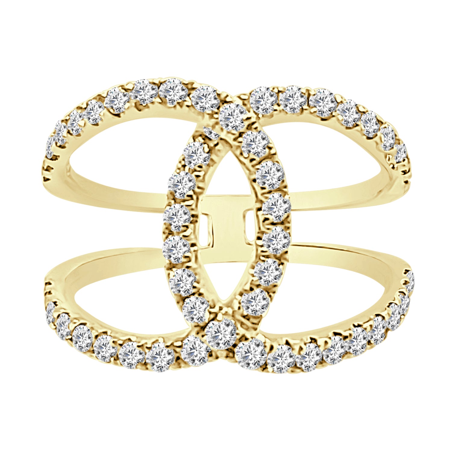 Intertwined 14K Yellow Gold Ring with 0.99 ct Natural Diamond