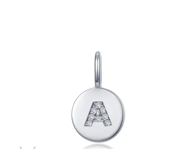 Letter A Platinum Coated Sterling Silver Necklace with Lassaire Gemstone