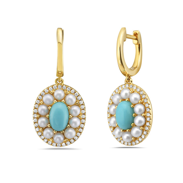 14 Karat Yellow Gold Pearl Earrings - 1.40 Carats