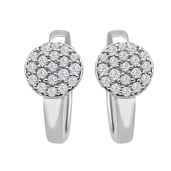10K White Gold Natural Diamond Circle Pave Huggie Earrings (0.27 ct)