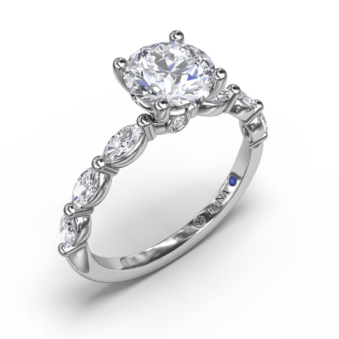 14 Karat White Gold Shared Prong Marquise Engagement Mounting