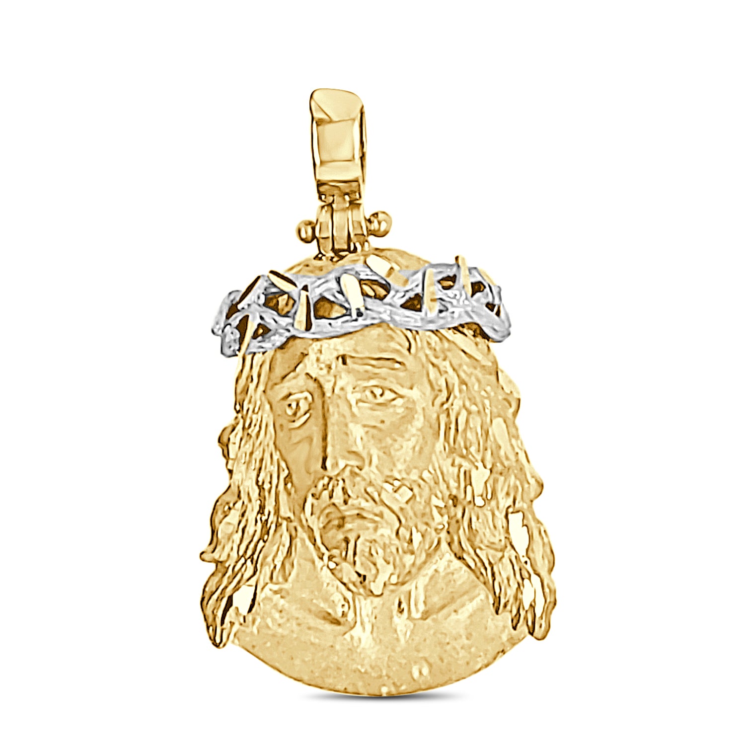 Divine 14 Karat Two-Tone Jesus Pendant Necklace
