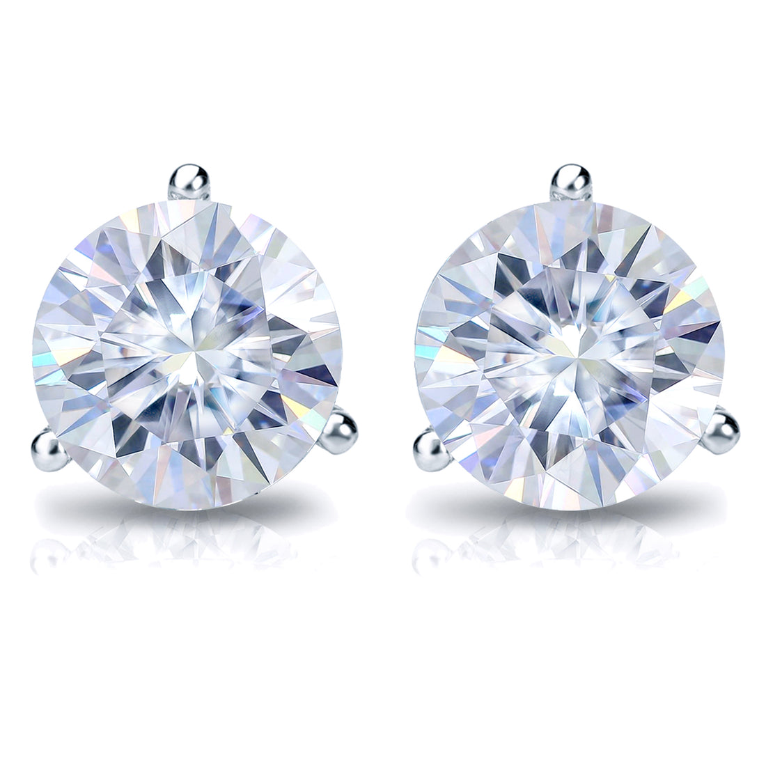 14K White Gold Lab Diamond Solitaire Studs - 1.08 Carats