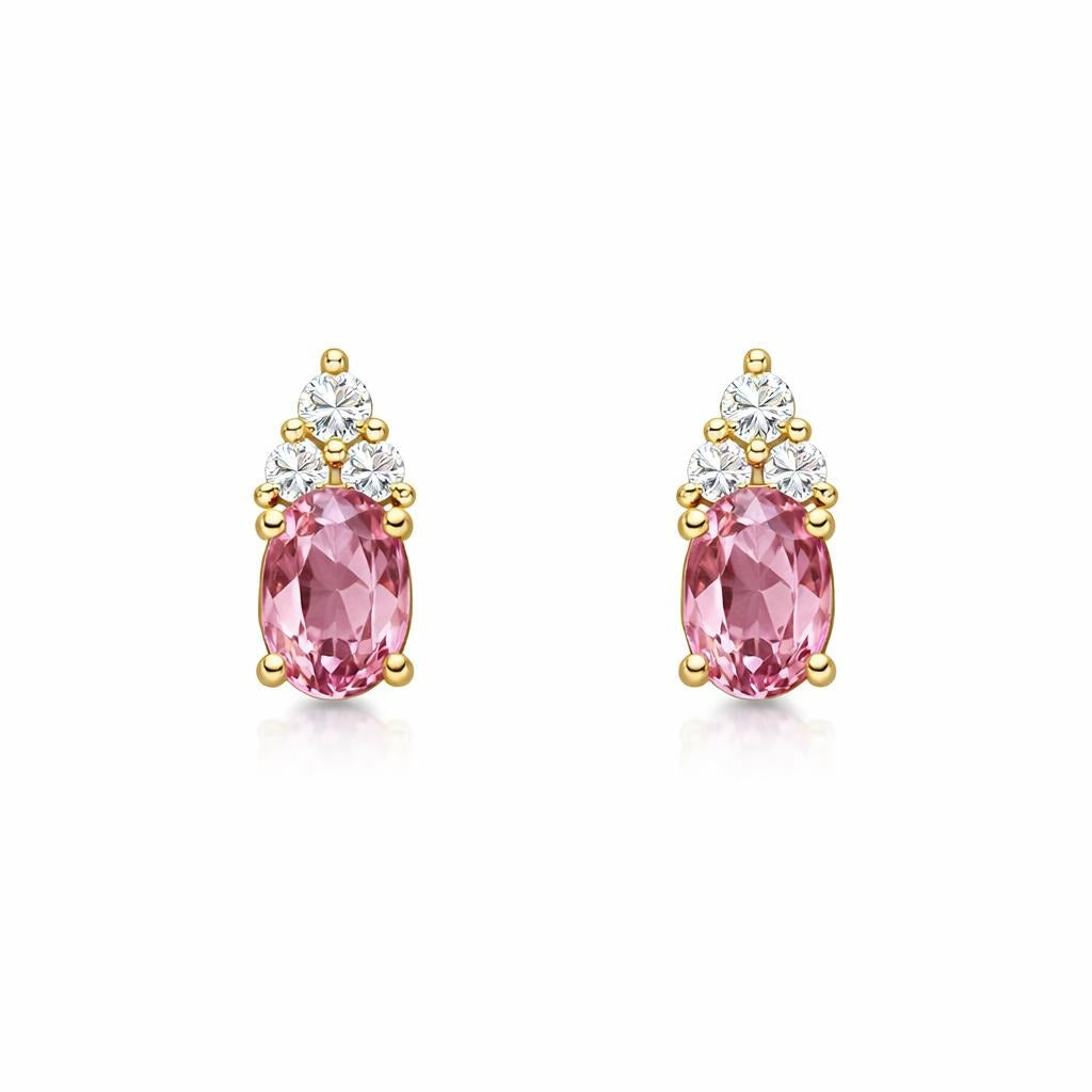 10 Karat Yellow Gold Earrings with Pink Gemstones