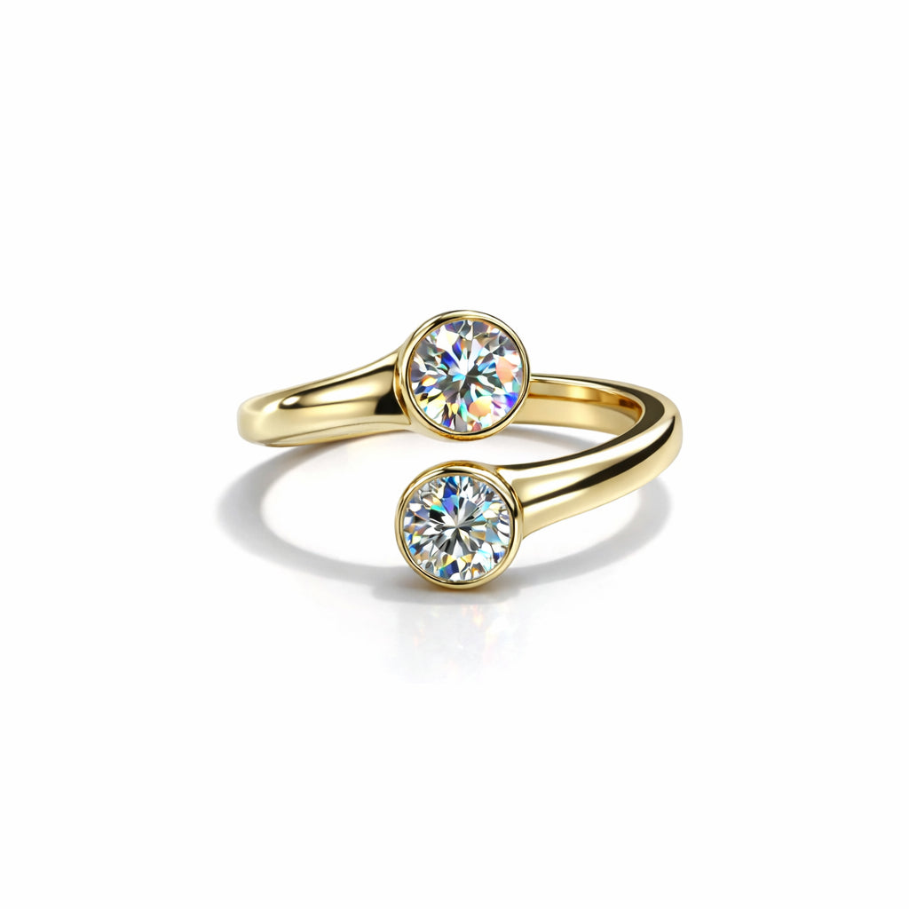 14K Yellow Gold Round Diamond Bypass Ring - 0.70 Carats