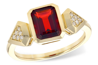 14K Yellow Gold Garnet Emerald Shape Ring - 2.08 Carats