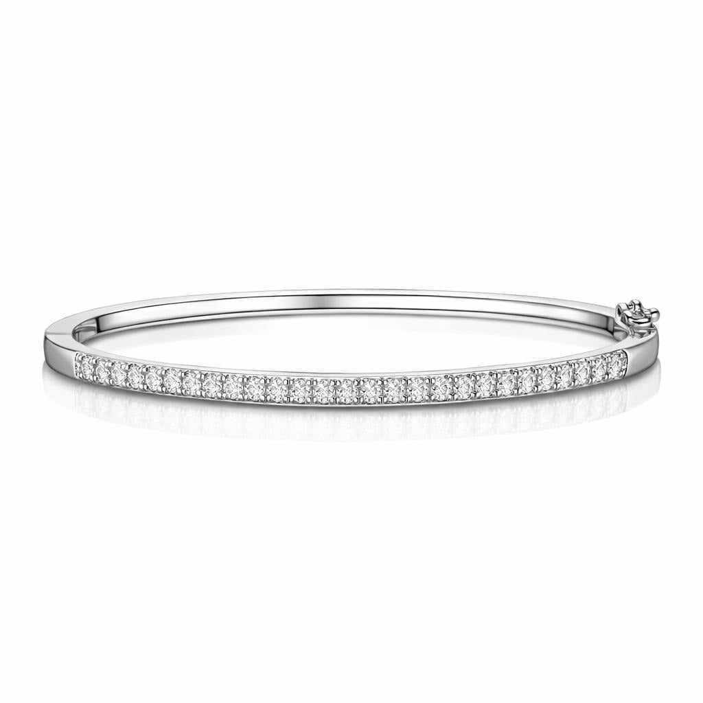 14K White Gold Diamond Bangle Bracelet