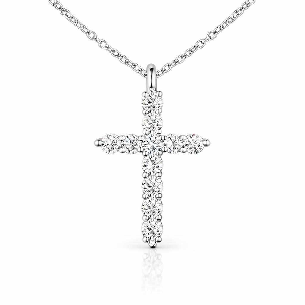 14 Karat White Gold Cross Necklace