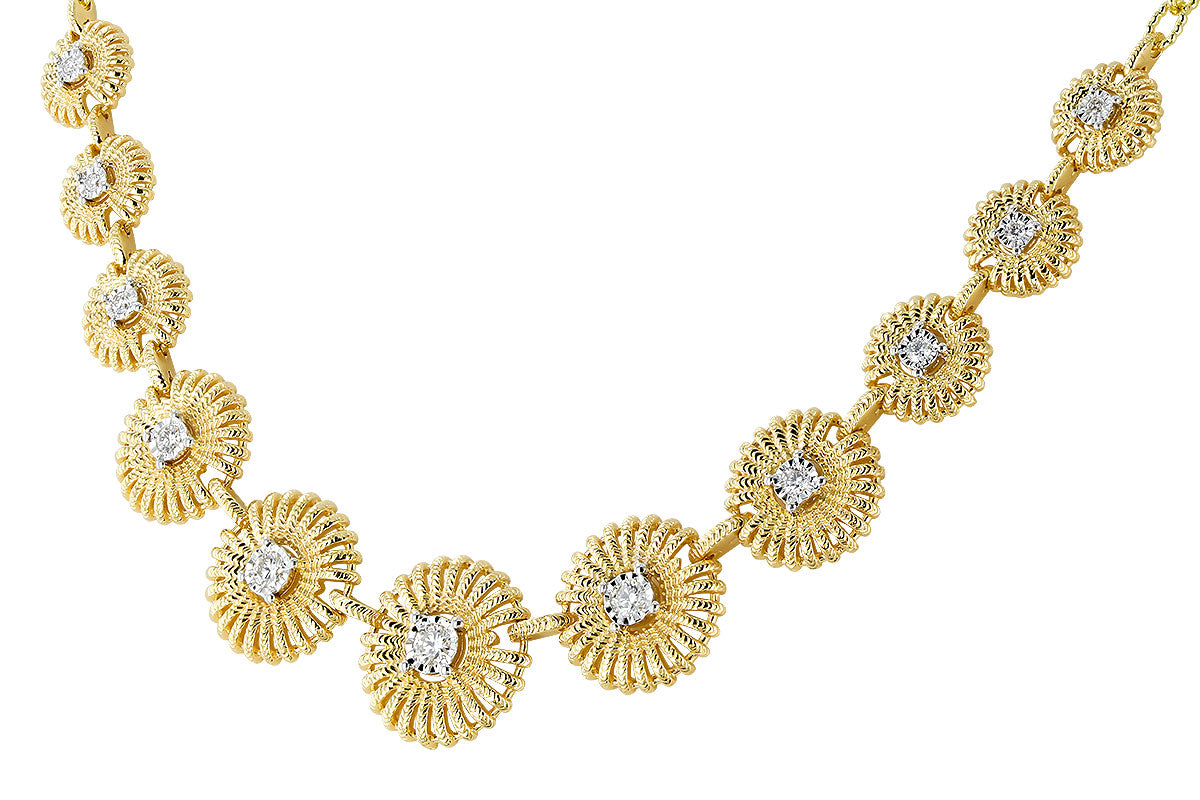 14 Karat Yellow Gold Round Shape Natural Diamond Necklace - 0.22 Carat