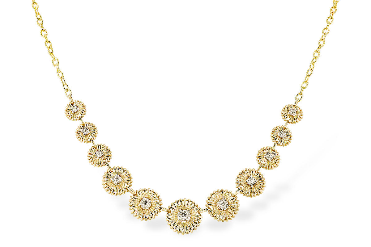 14 Karat Yellow Gold Round Shape Natural Diamond Necklace - 0.22 Carat