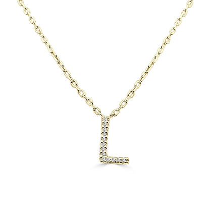 Dazzling Initial L Necklace in Gold-Plated Sterling Silver with 0.04ct Natural Diamond Accent