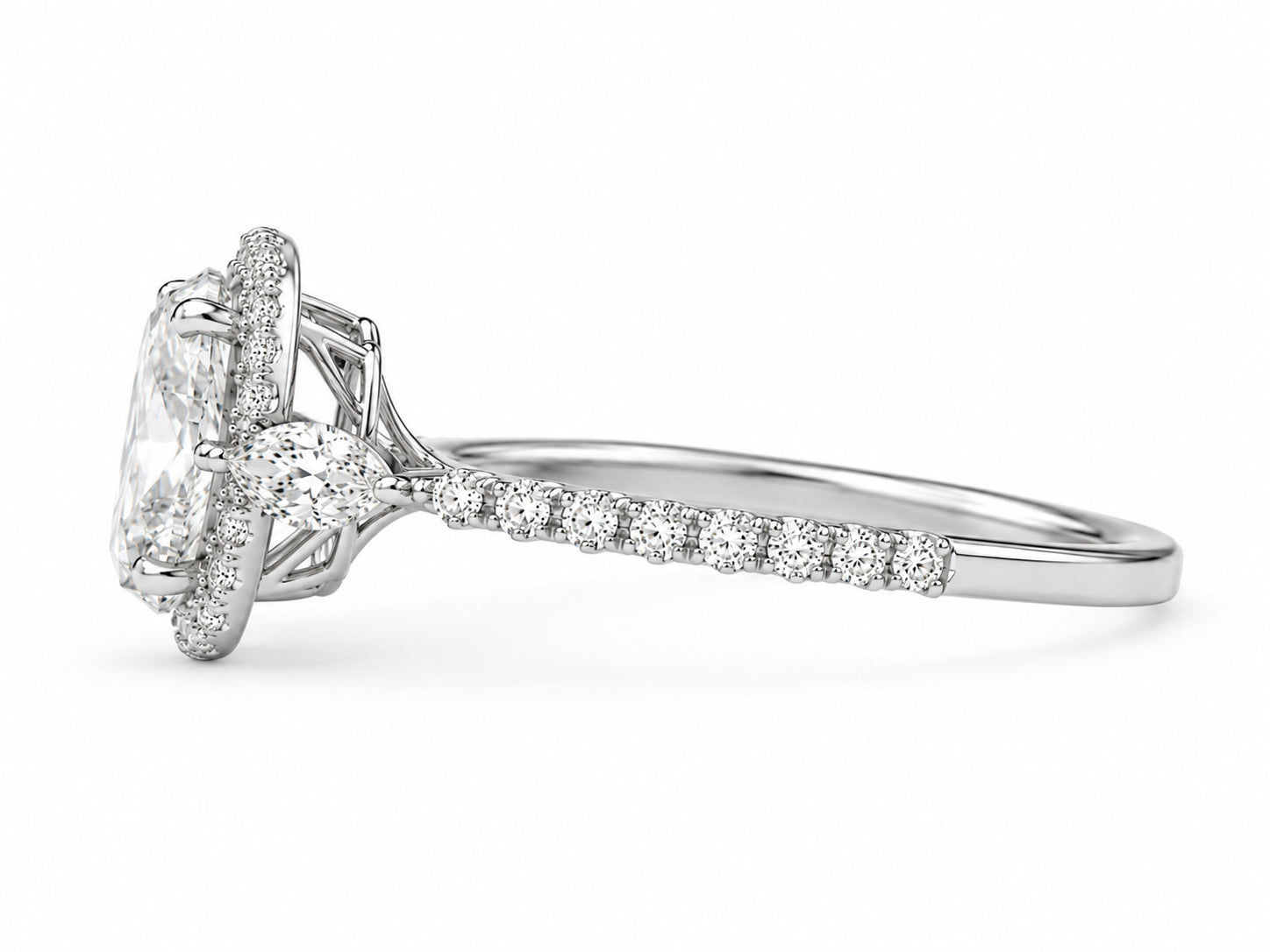 Oval Lab Diamond Engagement Ring in 14K White Gold - 1.71 carats