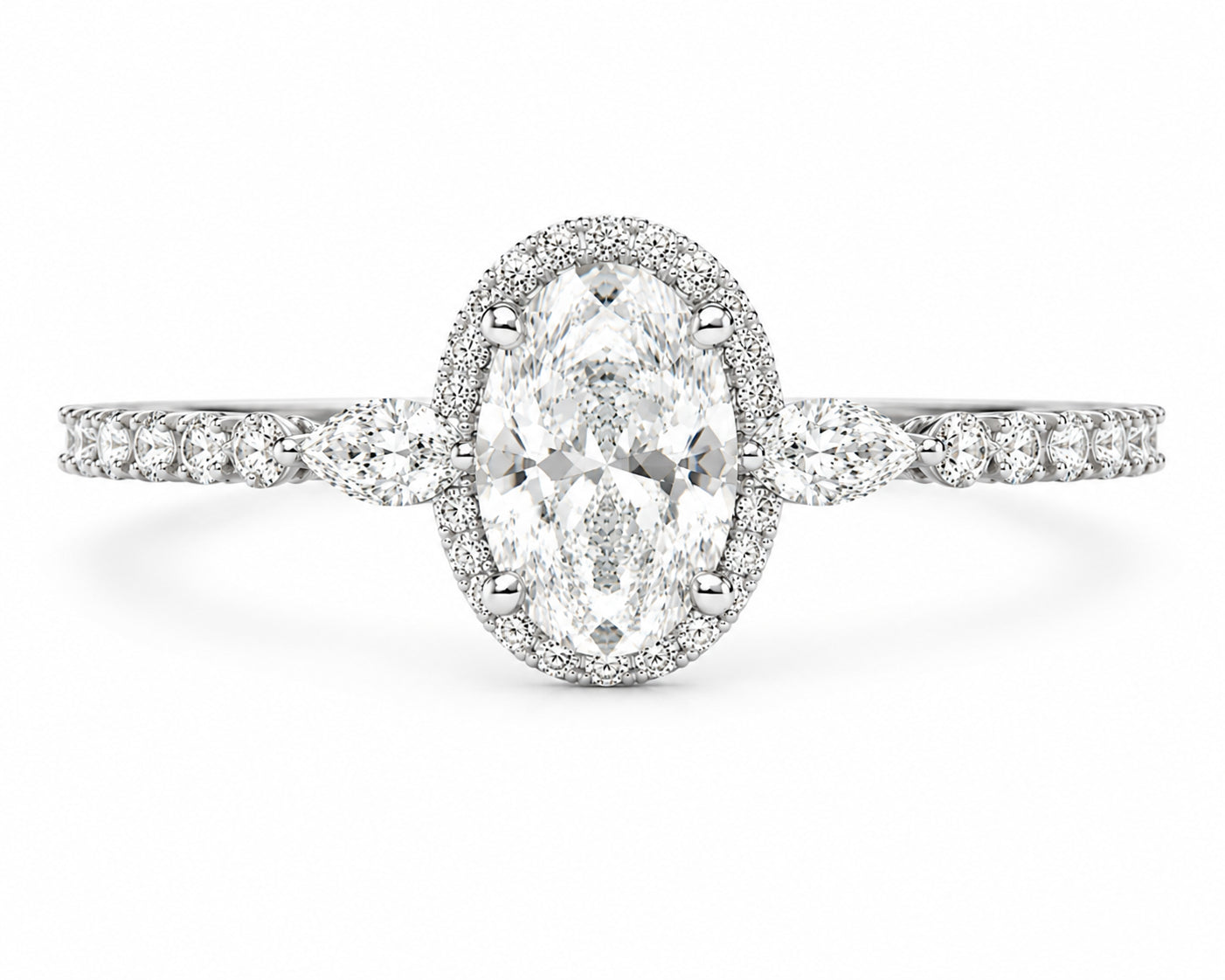 Oval Lab Diamond Engagement Ring in 14K White Gold - 1.71 carats