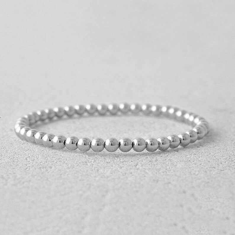 Stunning Sterling Silver Beaded Elastic Bracelet