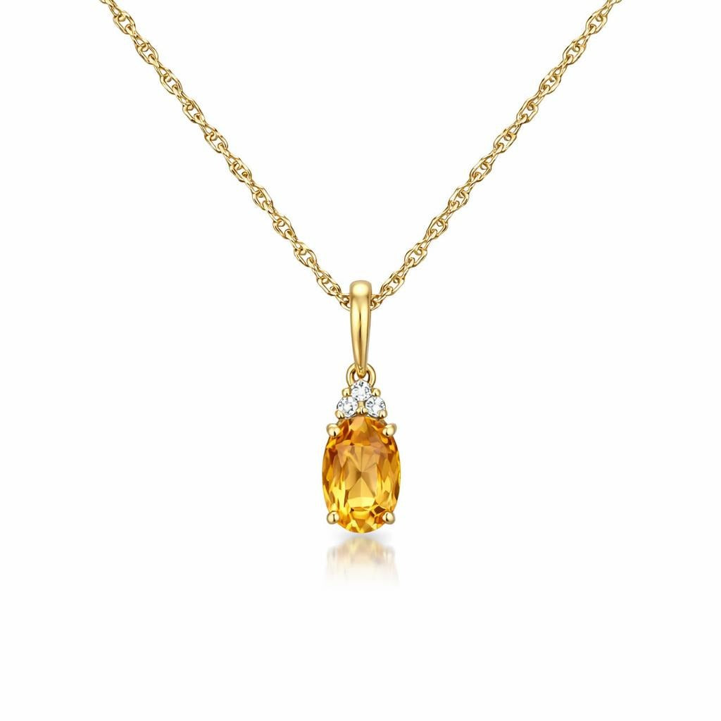 10 Karat Yellow Gold Necklace with Oval Gemstone
