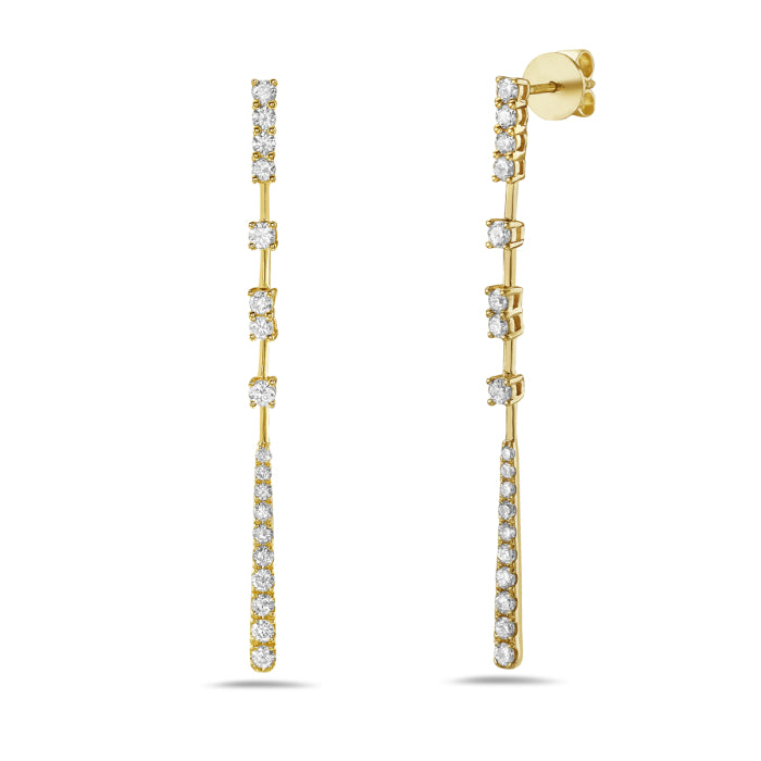 14K Yellow Gold Natural Diamond Earrings - 0.90 ct