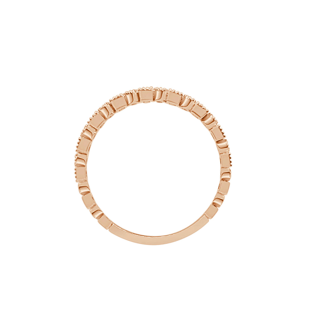 18K Rose Gold Milgrain Wedding Band with 0.09 Ct Natural Diamond