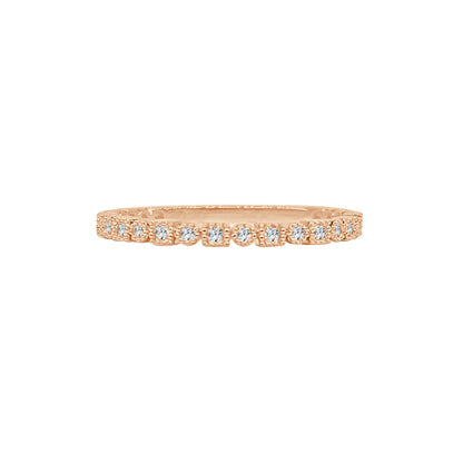 18K Rose Gold Wedding Band with Milgrain Detailing and 0.09 ct Natural Diamond