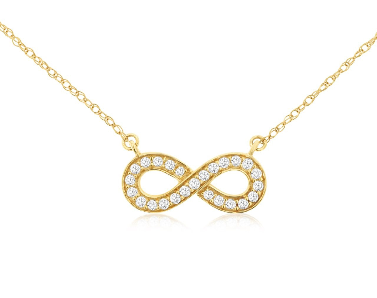 14K Yellow Gold Diamond Stationary Round Necklace - 0.14 Carat